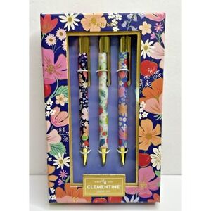NEW Clementine Colorful Floral Pen Set 3 Refillable Rose Designer Fashion